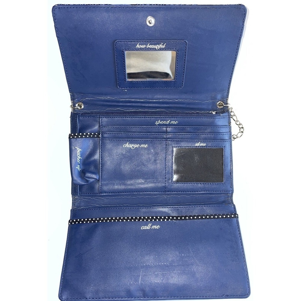 White House Black Market Blue Clutch Wallet Purse Bag  Chain Faux Croc Y2K Party - Picture 3 of 4